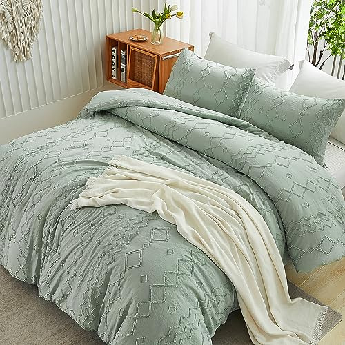 Green Tufted Comforter Set Full(79x90inch), 3 Pieces(1 ...