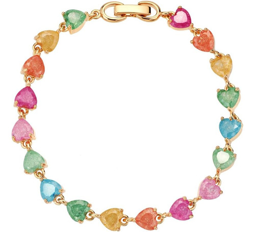 Michooyel 18k Chapado En Oro Cute Heart Tennis Bracelet Cubi