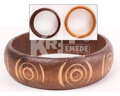 Pulsera Madera De Distintos Tonos Tallada Por Mayor X 12 U.