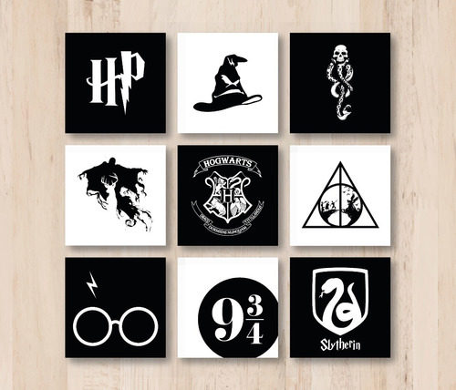 Set 9 Cuadros Harry Potter Hogwarts Minimalista Hogar Deco