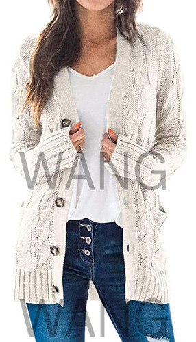 Chaqueta Tipo Jersey De Mujer De Largo Medio Con Botones