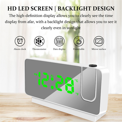 Fweaad Reloj Despertador Led De Proyección Digital De Mesa.