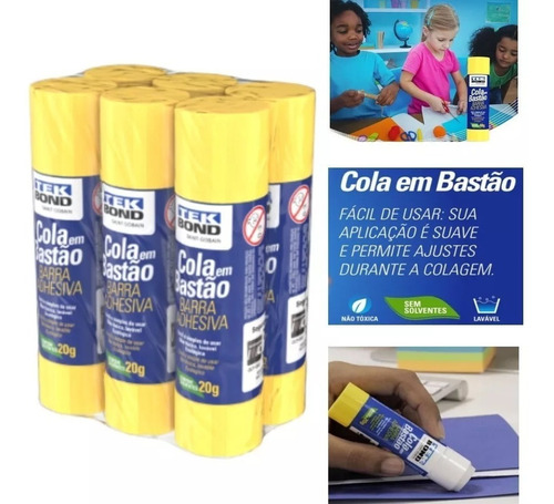 Cola Bastão Tekbond KIT 12 COLAS BASTÃO 10G TRANSPARENTE - Branco