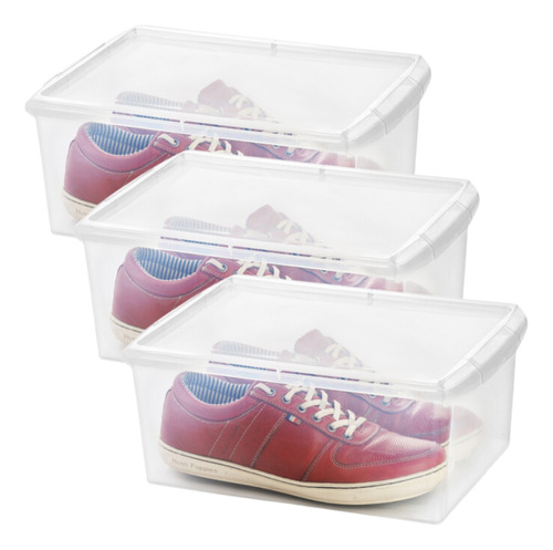 Organizador De Calzado Plastico X3 Tapa Zapatillas Apilable