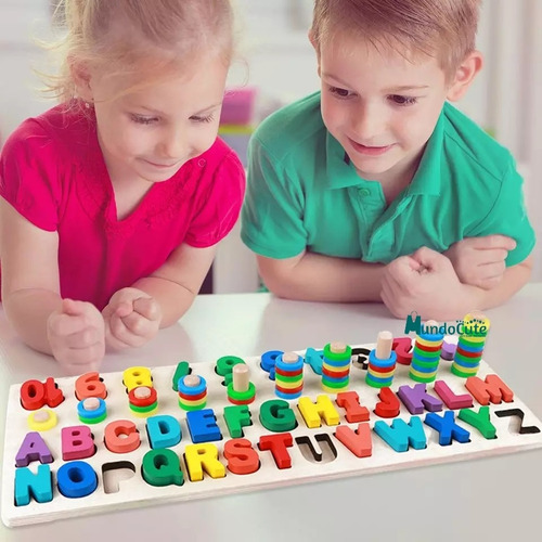 Imagen 5 de 5 de Ábaco Números Y Letras Madera Juguete Didáctico Juguetes
