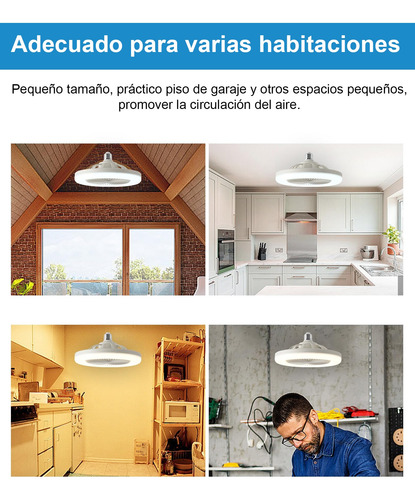 Lámpara Ventilador De Techo 3 Velocidades De Viento,remoto 25.5 Cm 50/60hz Blanco Blanco Plástico 5