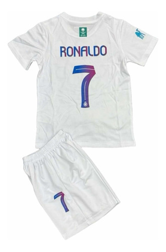 Jersey Playera Conjunto Para Niño Ronaldo #7 Blanco