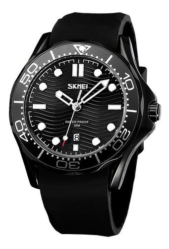Reloj Hombre Skmei 9276 Acero Minimalista Elegante Clasico Color de la malla Negro/Goma