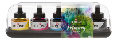 Acuarela Líquida Ecoline Con Gotero 5 Colores Primarios 30ml Color Multicolor