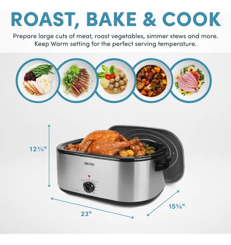 Horno Asador De 22 Cuartos Con Tapa De Acero Inoxidable