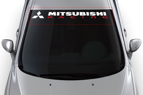 Faixa Parabrisa Mitsubishi Racing Adesivo Vidro Carro Sport