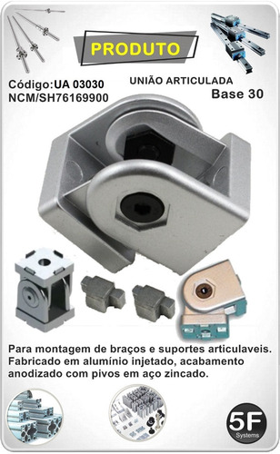 Imagem 2 de 9 de União Articulada P/ Perfil Estrutural Base 30 (tipo Bosch)