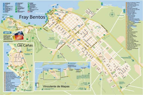 Mapa De Fray Bentos Las Cañas - Rio Negro - Lámina 45x30 Cm.