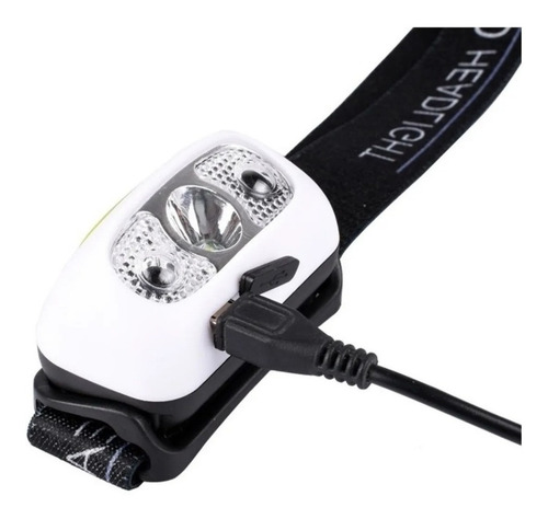 Imagen 6 de 10 de Set X 2 Linterna Minero Vincha Luz Led Sensor Recargable Usb