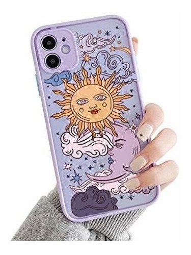 Funda Compatible Con iPhone 11 Bumper Sol Y Luna Púrpura