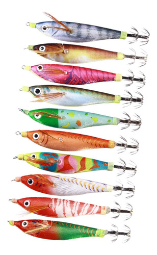 10 Piezas Luminosas Cebos De Pesca Con Plantilla De Calamar,