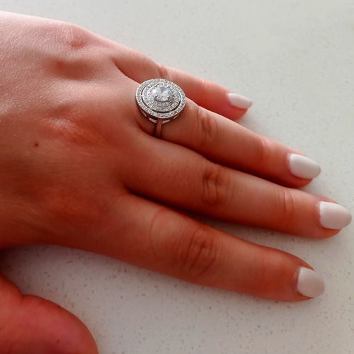 Imagen 6 de 6 de Anillo Plata Italiana 925 Y Circonitas Modelo Lúa