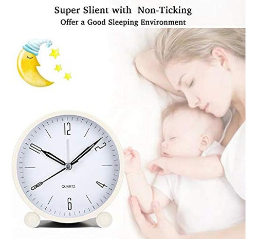 Outwit Reloj Despertador Analógico, Reloj Pequeño Súper Sile