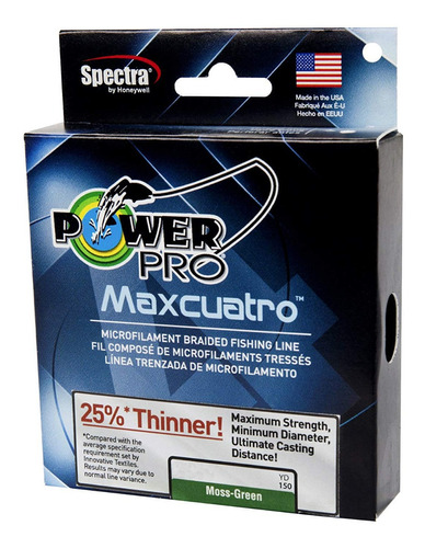 Power Pro Maxcuatro Spectra Trenzado Línea 150yds/65lb Moss-