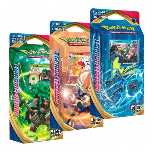 Kit 3 Decks Pokémon Espada E Escudo Inteleon Cinderace Rilla