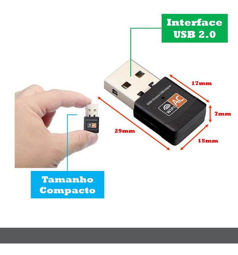Imagem 4 de 6 de Adaptador Wifi Dual Band 2.4 / 5ghz 600mbps Wireless 5g Ac