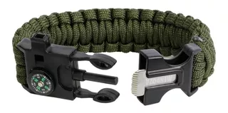 Pulsera Paracord Tactica Supervivencia Con Pedernal Mendoza Color Verde