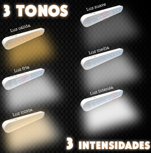 Imagen 4 de 7 de Lampara Led Iman Recargable Usb 3 Cambios Luz Control 9956