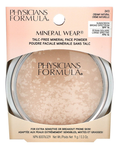 Base de maquillaje en polvo Physicians Formula Mineral Wear Talc free mineral face powder tono creamy natural - 0.3floz 9g