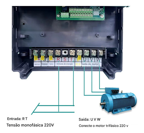 Inversor Frequência 7cv 5,5kw 220v/220v 20a Mono/trifásico