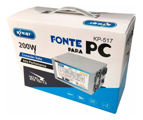 Fonte Atx 200w Reais Power Super Silenciosa Pc Bivolt Knup 110v/220v