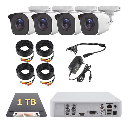 Kit Video Vigilancia Epcom 4 Camaras Metal 720p Disco 1 Tb