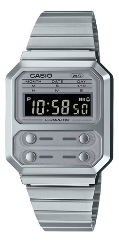 Reloj Casio Vintage A-100we-7b versión monocromática