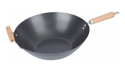 Wok Antiadherente Cuori Carbone Mango Y Asa De Madera 35cm