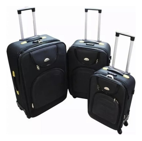 Set Maleta 3 Piezas Ruedas Candado Ultra Liviana Tela Viaje