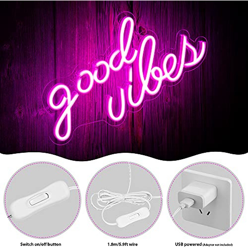 Letrero De Neón Pink Good Vibes Letreros Led Luces De ...