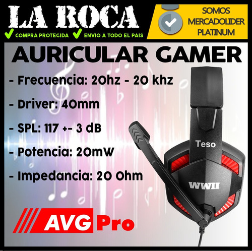 Auricular Microfono Gaming Ps4 Pc Gamer Xbox Streaming