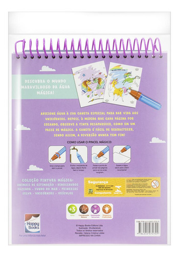 Pintura Mágica: Unicórnios, De Curious Universe Uk., Vol. 1. Editorial Happy Books, Capa Mole, Edição 1 Em Português, 2023
