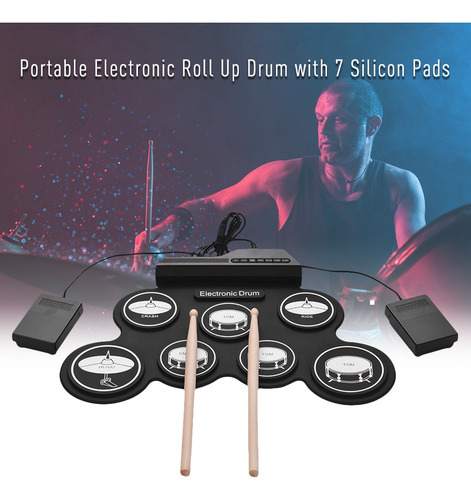 Set De Batería Electrónica Usb Digital Compacta Enrollable
