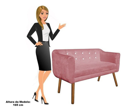 Kit Sofá Retrô E 02 Poltronas Julia Suede Rose Com Strass