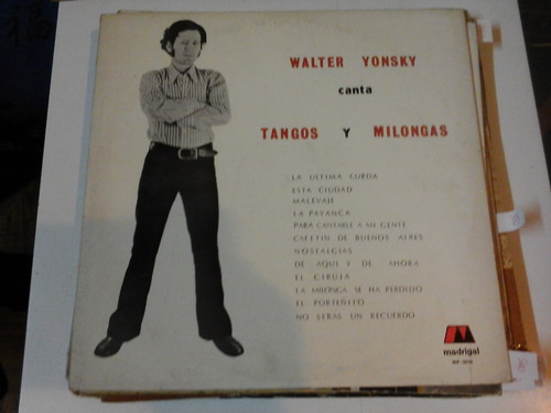 Vinilo 5450 - Walter Yonsky Canta Tangos Y Milongas- Madri 