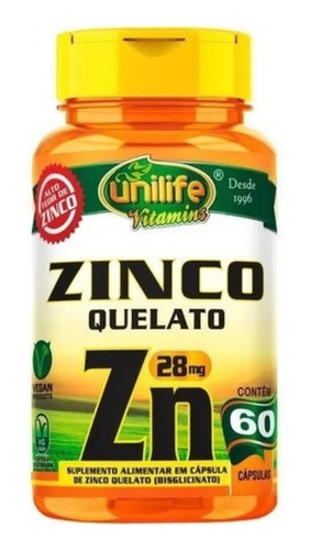 Zinc 28 Mg Unilife 60 Cápsulas