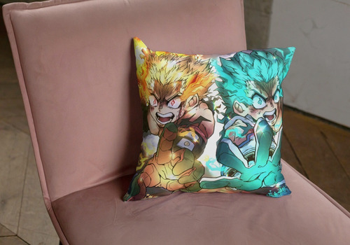 Cojin Decorativo Deku Vs Bakugo Boku No Hero Anime Diseño Color My Hero Academia Diseño De La Tela Lisa
