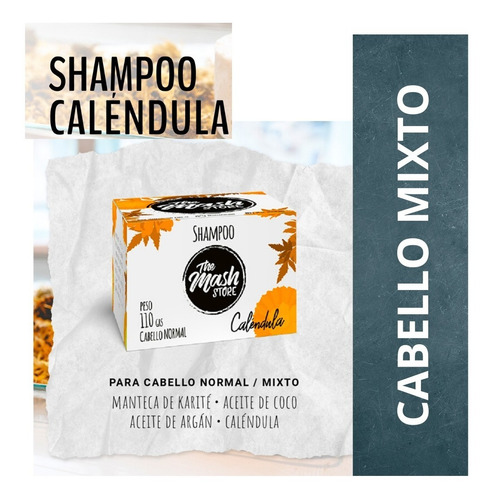Imagen 1 de 10 de Shampoo Sólido 100% Natural The Mash Store - Caléndula X110g