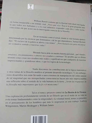La Ilusión De La Técnica William Barrett Cuatro Vientos Ed (Reacondicionado)
