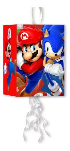 Combo Sonic Vs Super Mario - Piñata  Cartel  20 Bolsitas