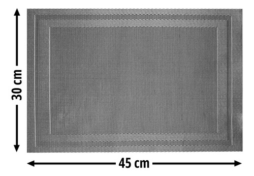 12 Jogo Americano Mesa Posta Luxo Impermeável Pvc Mz Mold Vr Cor M5 PRATA claro escuro cinza grafite preto MOLDURA MZ RETANGULAR