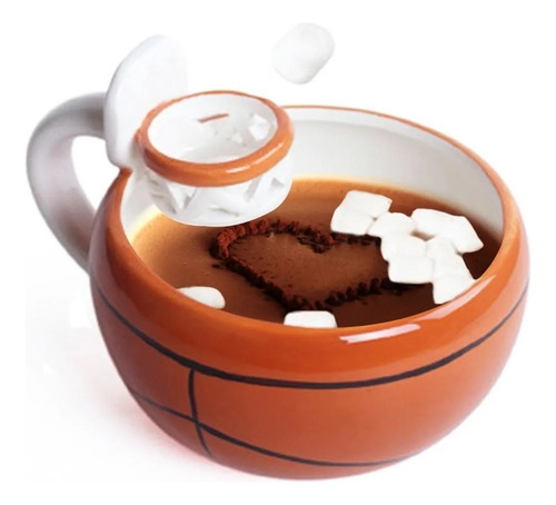 Taza Bowl De Cerámica Forma De Balón Basketball Baloncesto Color Naranja 10133