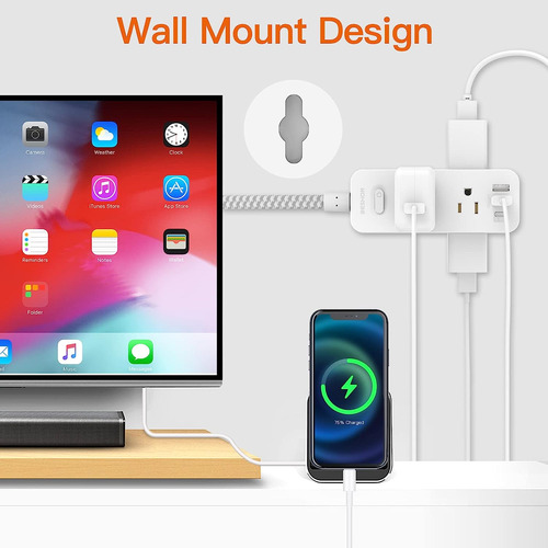 Beshon Power Strip Surge Protector, Cable De Extensión De 5