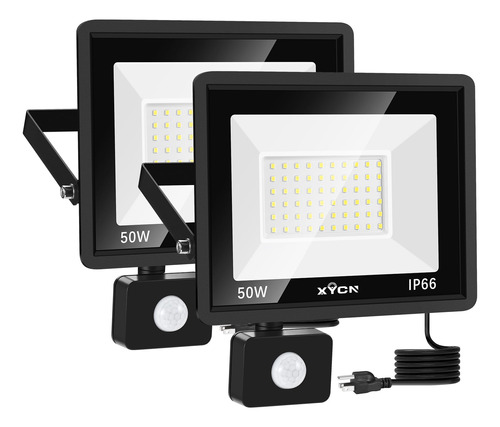 Paquete 2 Luces Led 50w Con Sensor De Movimiento, 8850 Lm, I