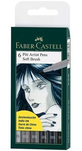 Marcadores Pitt 6 Artist Pens Soft Brush Faber Castell